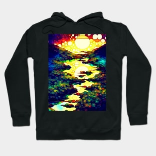 Colorful Abstract Suns River Landscape Hoodie